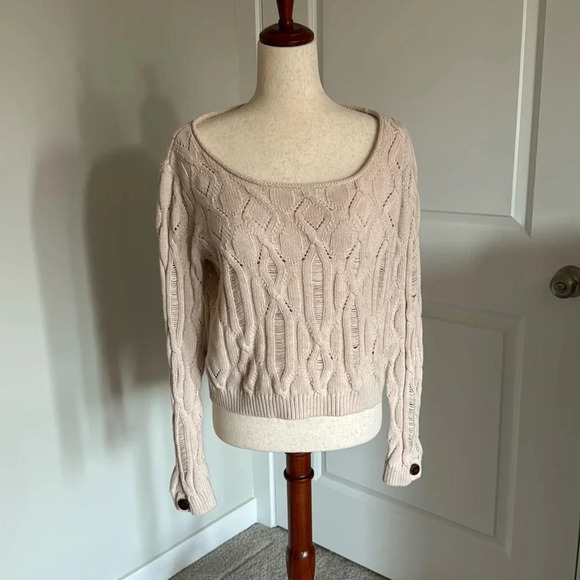 Ella Moss Sweaters - Ella Moss Cream Sweater Y2K Scoop Neck Womens Size Medium